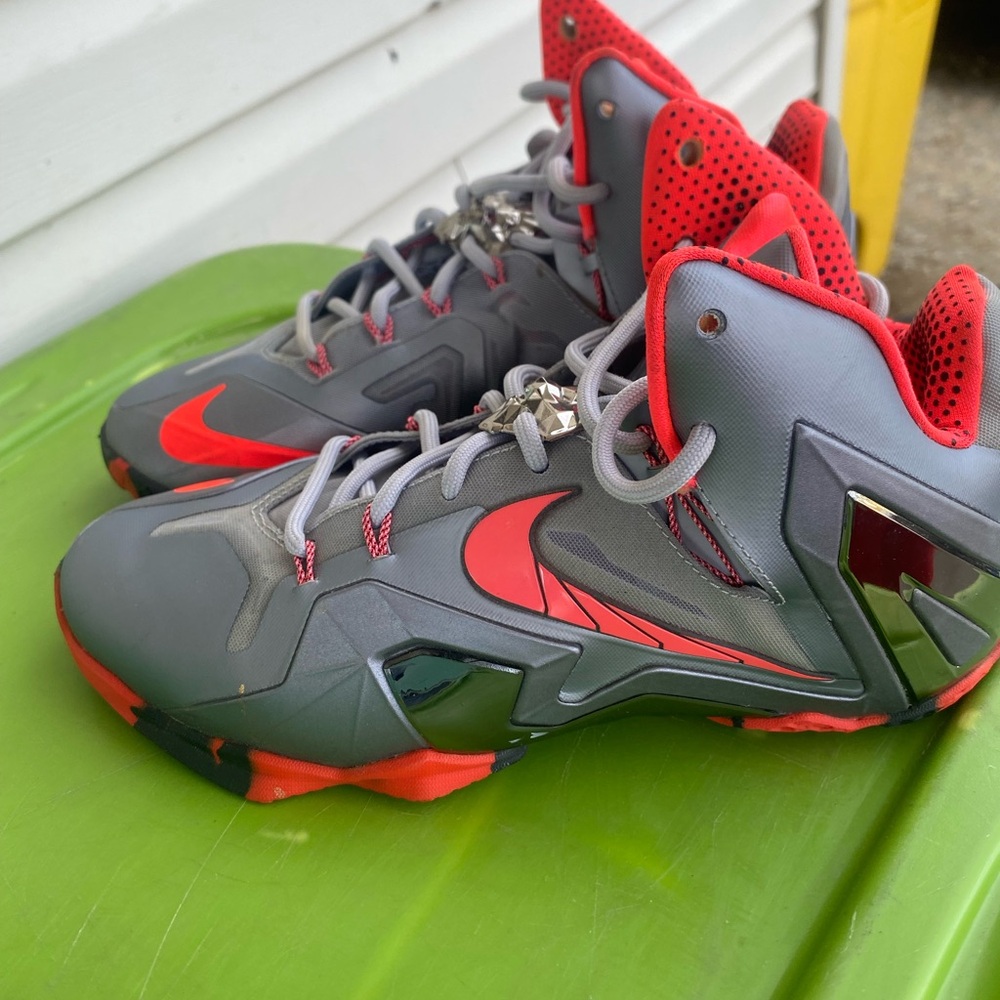 Nike Gray & Bright Red High-Top Basketball Sneakers - Picture 2 of 2